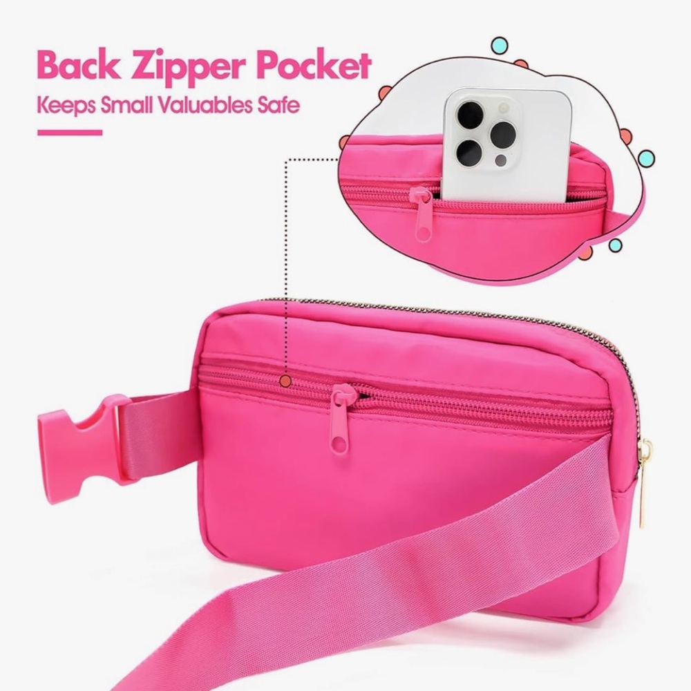 PINK Chenille F Initial Fanny Pack Preppy Girls Belt Bag - NEW in Package 💗✨🎀 - Picture 5 of 6